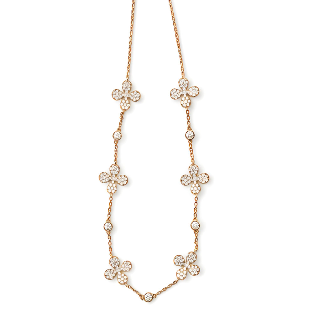 Floral Blossom Necklace With Earrings