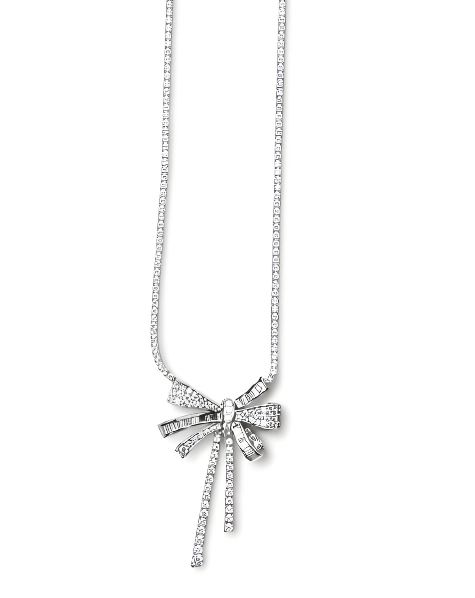 Etheral Bow Necklace With Earrings