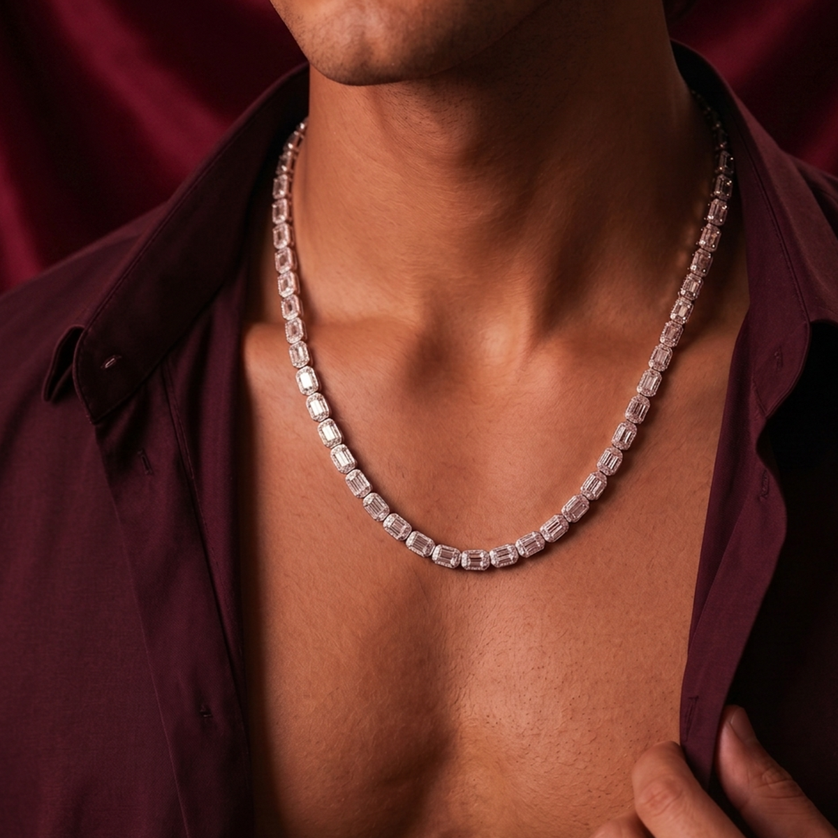 Emerald-Cut Line Necklace